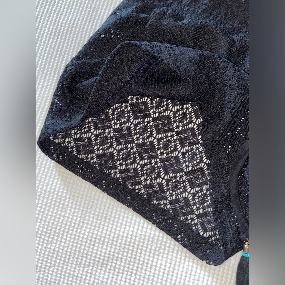 La Vie en Rose AQUA swimsuit coverup black lace shorts size Medium‎ - Picture 6 of 13